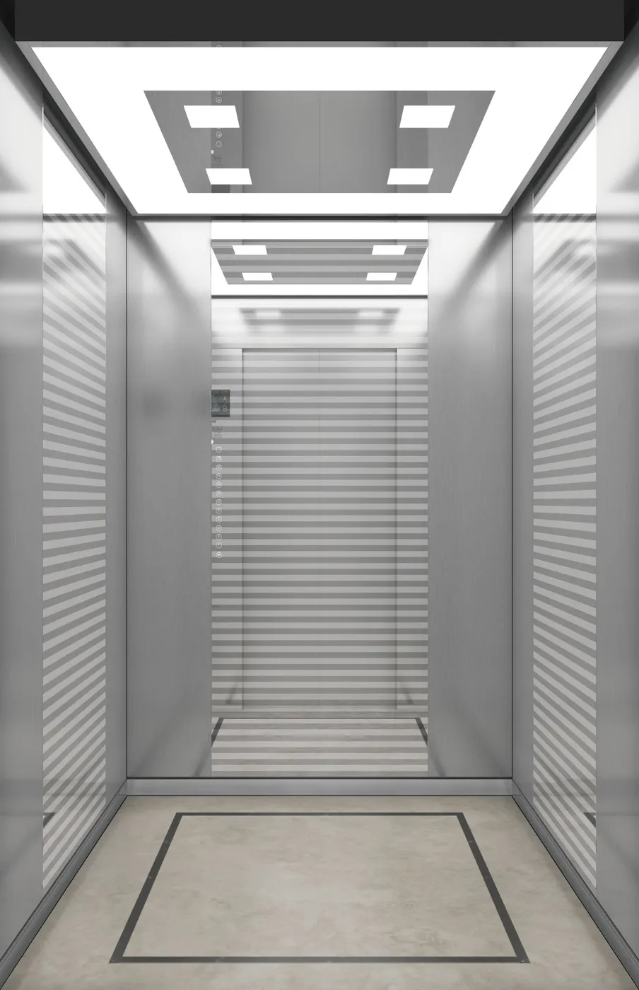 Passenger lift cabin design reference from a supplier catalogue
