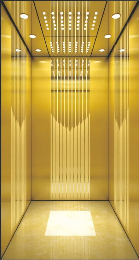 Gold-toned luxury home lift cabin
